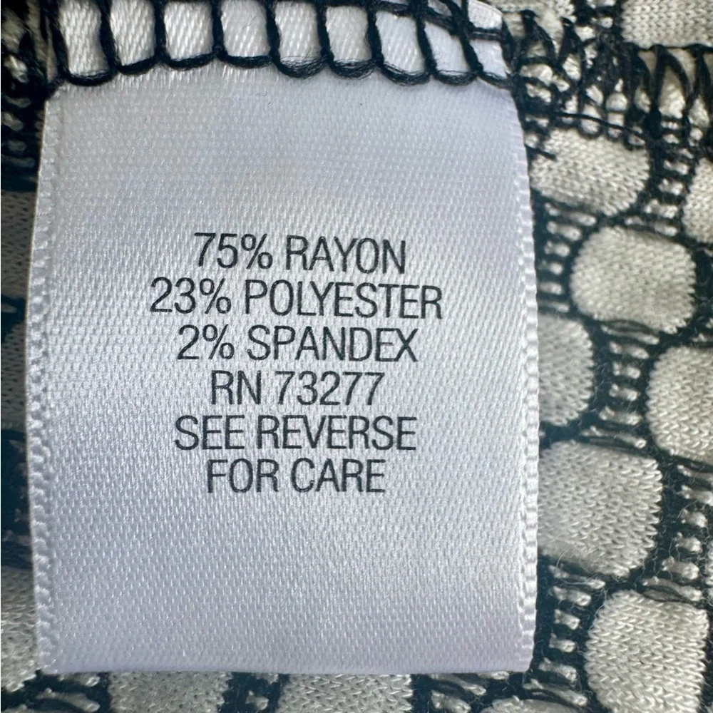 Dana Buchman Pullover Knit Top Black/ White Honeycomb Pattern 3/4 Sleeve Size L - Picture 5 of 8